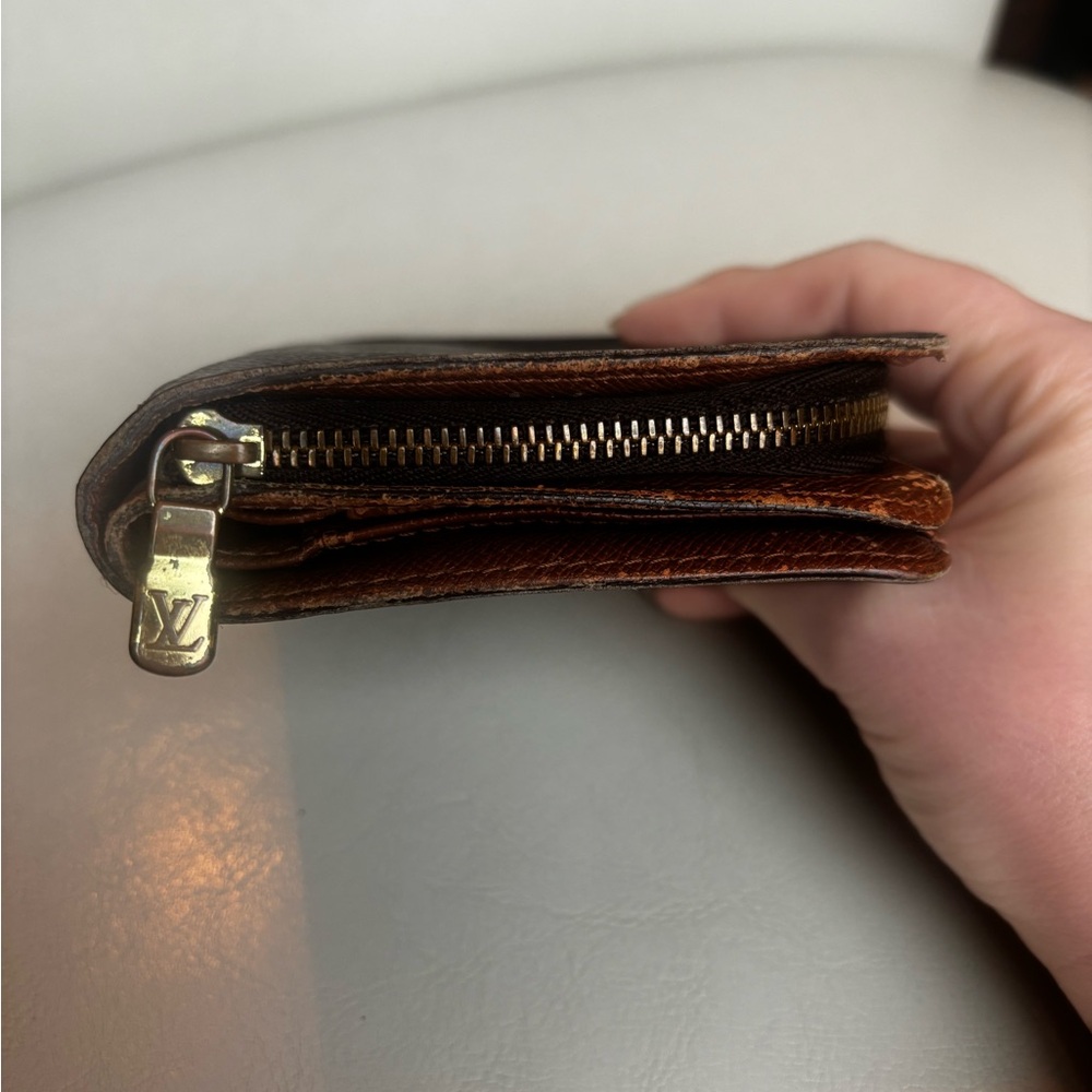 Vintage Louis Vuitton Brown Monogram Small Zip Wallet Authenic - Picture 3 of 9